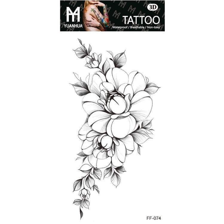 Plain Flower Bohemian Blue Rose Mermaid Waterproof Tattoo Sticker Simulation Water Transfer Sample Sticker