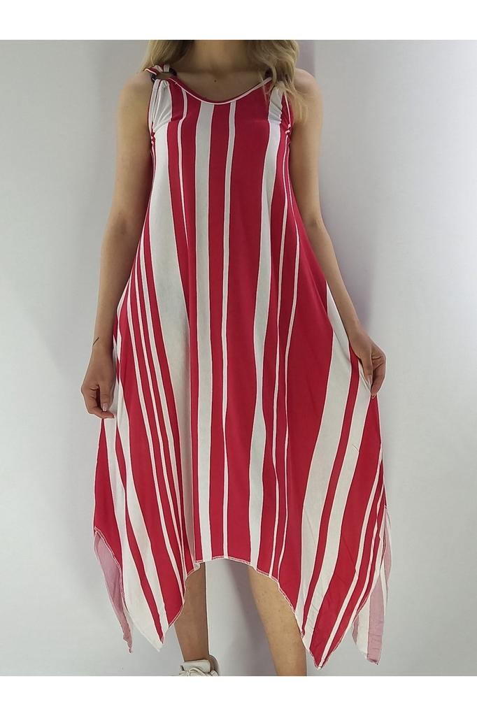 Women's Big Size Dress, Strappy, Buckle Detailed, Asymmetrical Cut, Plus Size Dress