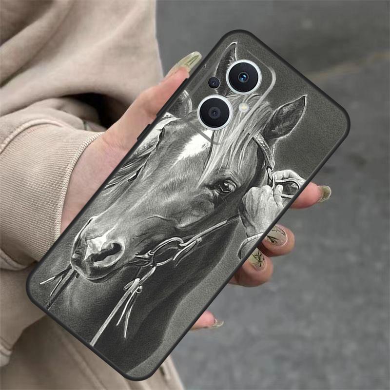 Horse Sketch Case For OPPO Reno 14 10 11 12 13 Pro 11F 12F 13F 14F 7 8 Lite OPPO Find X9 X8 X5 Pro Cover