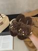 Lazy casual bow beaded thick-soled fluffy slippers women's autumn and winter new home curly fluffy slippers