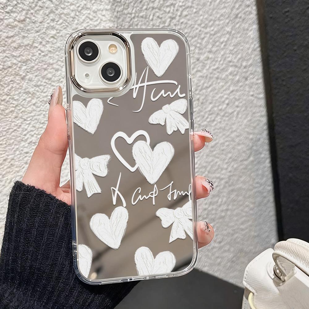 Love Makeup Mirror Phone Case For IPhone 17 16 15 14 13 12 11 Pro Max 13 12 Air 17E 16e Shockproof Clear Cases Coquea