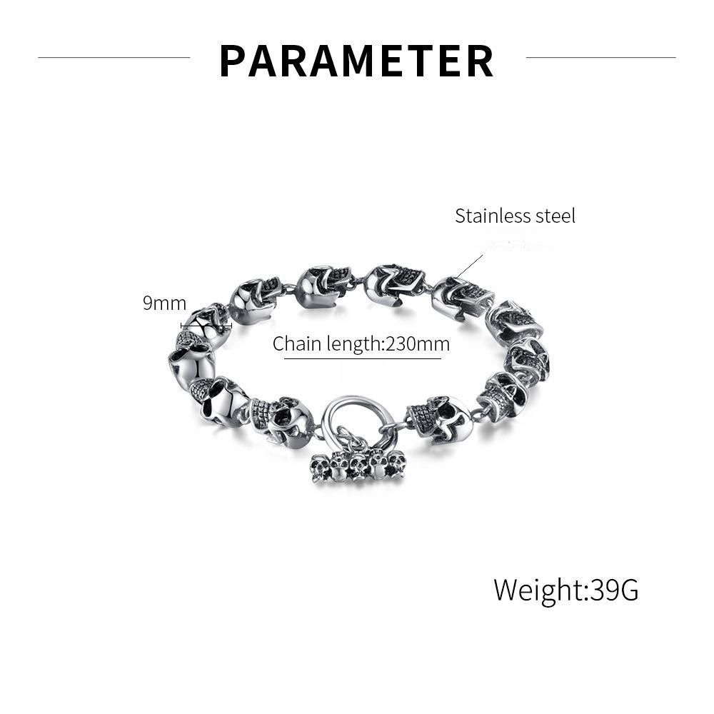 High Quality Retro Personalized Stainless Steel Creative Domineering Skull OT Buckle Bracelet for Men Jewelry Gift