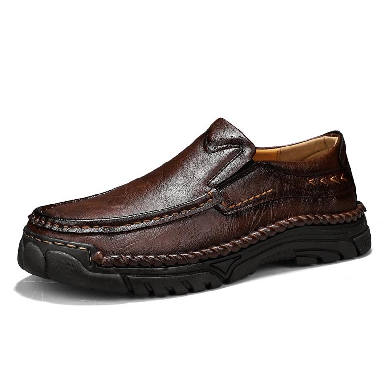 Men Leather Loafers Handmade Casual Shoes Classic Moccasins Walking Slip on Flats Male Business Shoes Driving Shoes