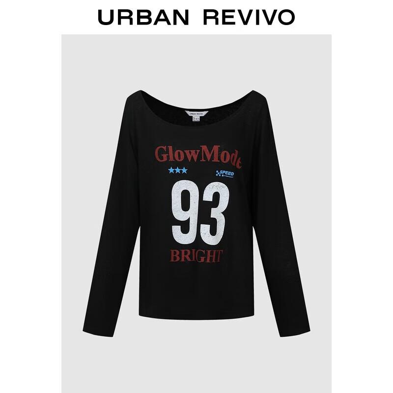 

UR 2025 Autumn Retro Contrast Letter Long Sleeve T-Shirt L