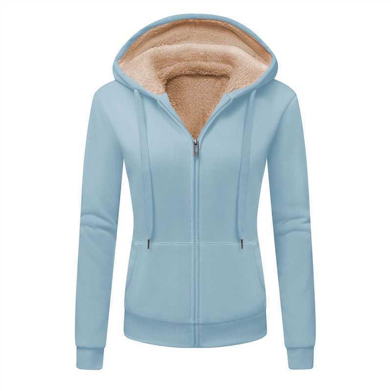 2025 Women's Thickened Zipper Hoodie with Logo Print - European & American Autumn/Winter Casual