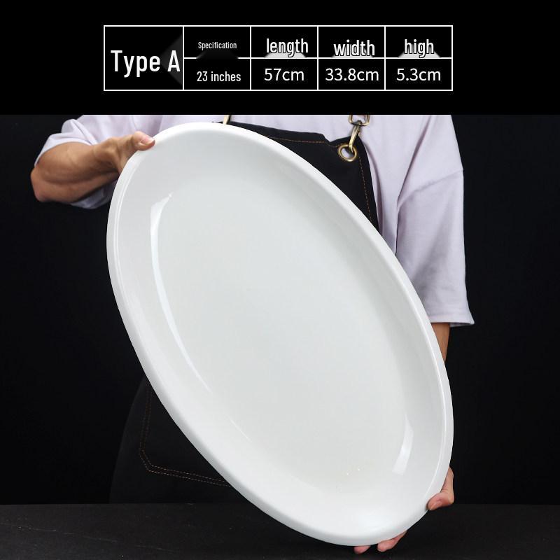 Hui You Da Große ovale Keramik-Fischplatte (14/16/18 Zoll) - Verdickter reinweißer Teller für Hotels und Restaurants