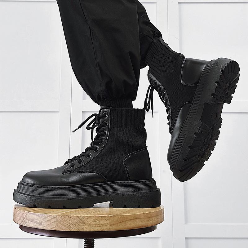 Martin Boots Trendy Boots Platform Spring and Autumn New Men's Boots Flying Woven Boots Men's Martin Boots Shoes