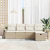 Garden Sofa Set with Cushions and Storage 5 pcs Beige Poly Rattan