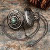 Vintage Black Compass Design Quartz Pocket Watch, With Necklace Pendant, World-Time Feature, Pointer Display Pocket Watch