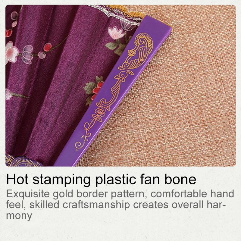 1Pc Flower Pattern Elegant & Luxurious Folding Fan Vintage Dance Fan Fashion Chinese Style Hand Held Stamping Design
