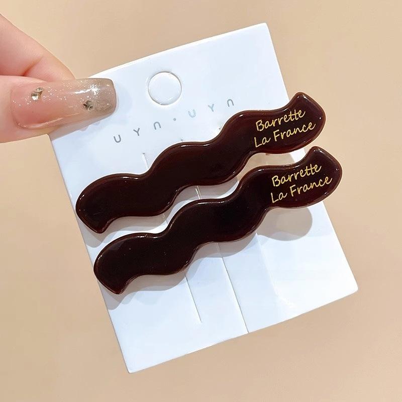 2Pcs New Y2K Wave Acetic Hairpins for Women Sweet Hair Decorate Side Hair Clips Barrettes Elegent Hair Accessories Daily Wear
