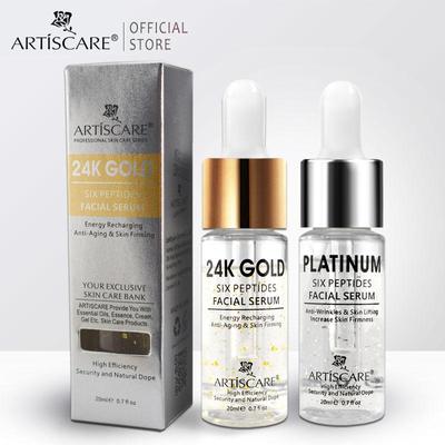 Platin + 24k Gold Sechs Peptide Serum Hyaluronsäure Gesichtsserum Bleaching Anti-Falten 2 Teile/los