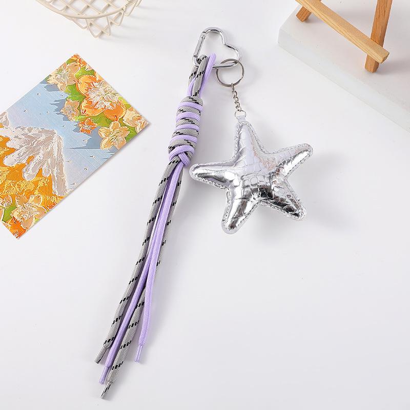 Pendentif Porte-clés Étoile Élégant avec Cordon en Cuir Tressé - Charme de Sac Style Ins & Dragonne de Téléphone.