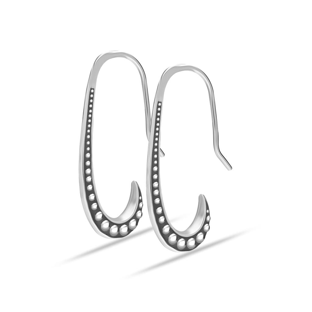 925 Sterling Silver Antique Lightweight Caviar Bead Drop Dangle Earrings for Women