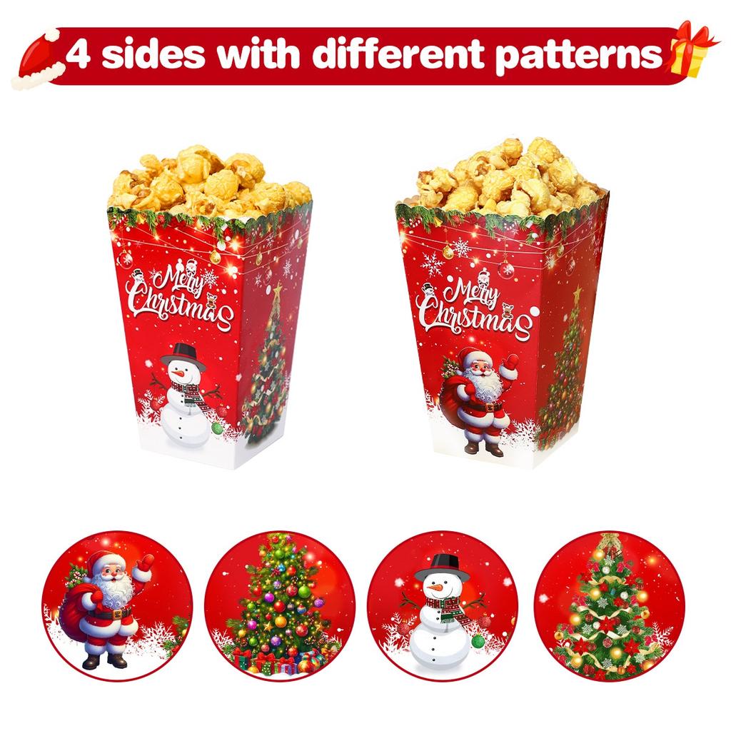 Santa Claus Snowman Popcorn Box Christmas Candy Snack Cookie Box Christmas Decorations for Home 2025 Navidad Gifts New Year 2025