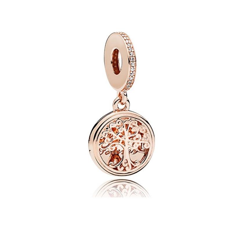 Sparking Rose Gold Charm Beads Pendant Fit Original Snake Copper Bracelet Necklace Bead For Diy Jewelry Women Gift