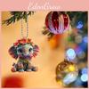 Cartoon Flower Cute Elephant Pattern Acrylic Pendant For Car Decor Accessories