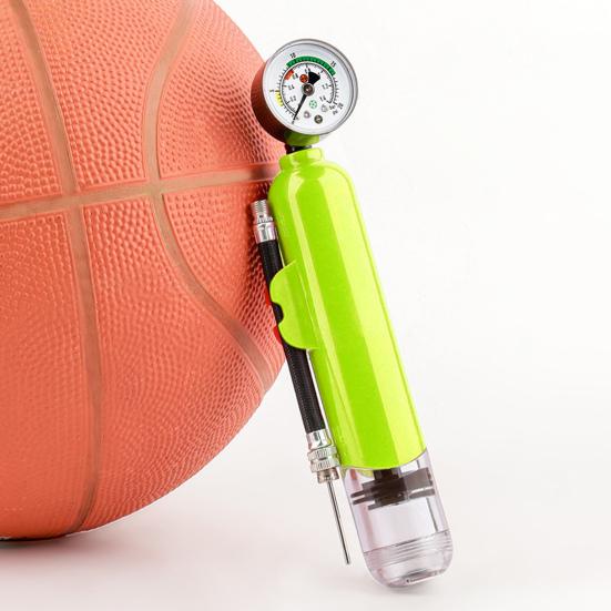 Ballpumpe mit Druckmesser, Dual-Action-Sportballpumpe mit Nadel, Luftaufblas-Handpumpe für Basketball, Fußball
