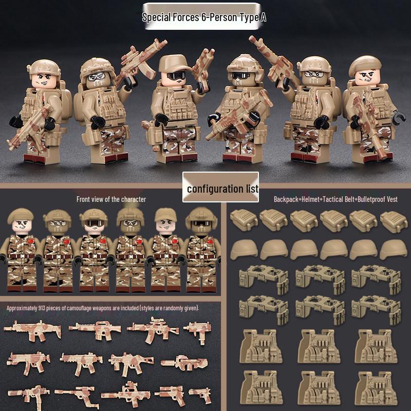 Special Forces Soldier Minifigure with Motorcycle - Building Block Set for Kids