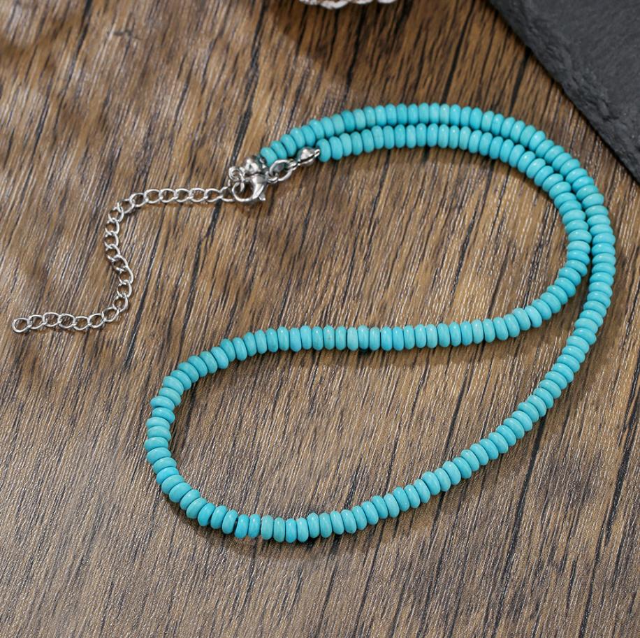 Multiple Styles Available Necklace for Women Natural Turquoise Beaded Jewelry Niche Sense Double Teardrop Pendant Turquoise Beautiful Elegant Necklace