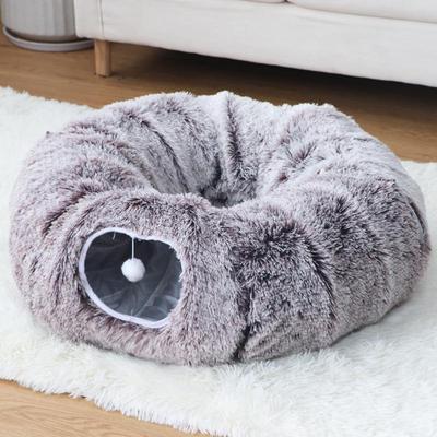 Plush Warm Cat Tunnel Nest with Removable Pad - Indoor Pet Bed