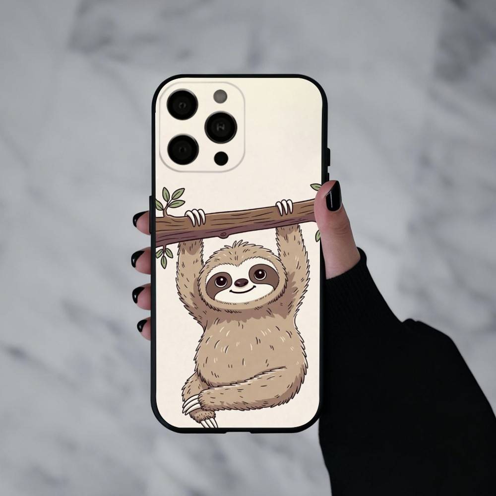 Animal Cute C-Cartoon S-Sloth Phone Case For iPhone 17pro,16,15,14,13,12,11 Plus,Pro Max,XS,Soft Silicone Black Cover