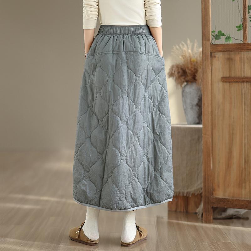 Faldas de algodón acolchadas de talla grande, de cintura alta, vintage, para primavera, otoño e invierno, informales, sueltas, largas, para mujer