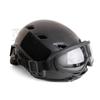 SHENKEL FAST HELMET BJ type chin strap and type combat goggles set 4-point helmet, black, GX-500 (black/clear lens)
