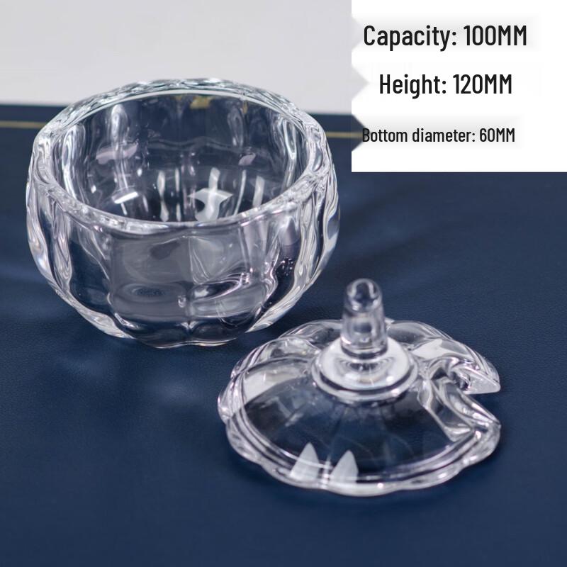 Pumpkin-Shaped Heat-Resistant Glass Dessert Bowl with Spoon Slot Lid 10CM