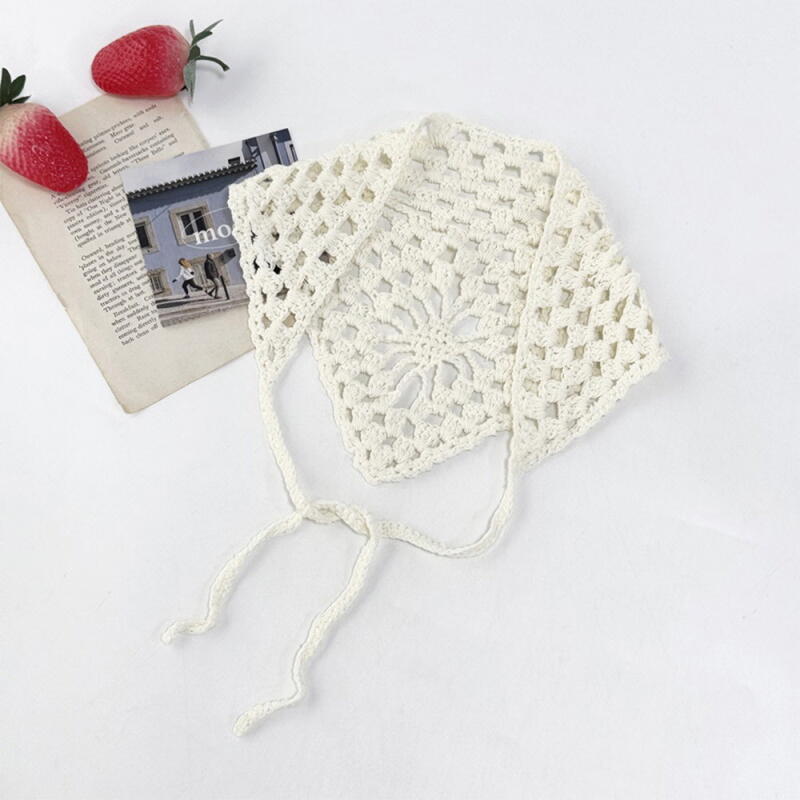 Women s Net Kerchief Punching Scarf A33598_Beige