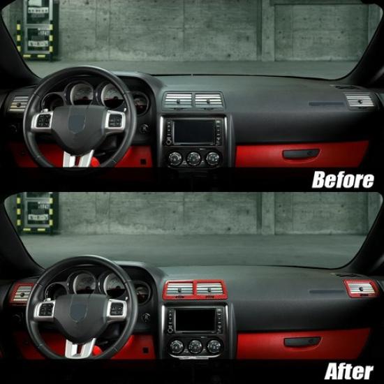 Red Carbon Air Condition Outlet Vent Cover Trim for Dodge Challenger 2009-2014