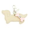 [Happy] Dachshund Charm HC-29-3.Beige  Dog Genuine Cowhide Leather Keychain Bag Charm with Rhinestones and Jeweled Accents, Made In Japan, Happy Key