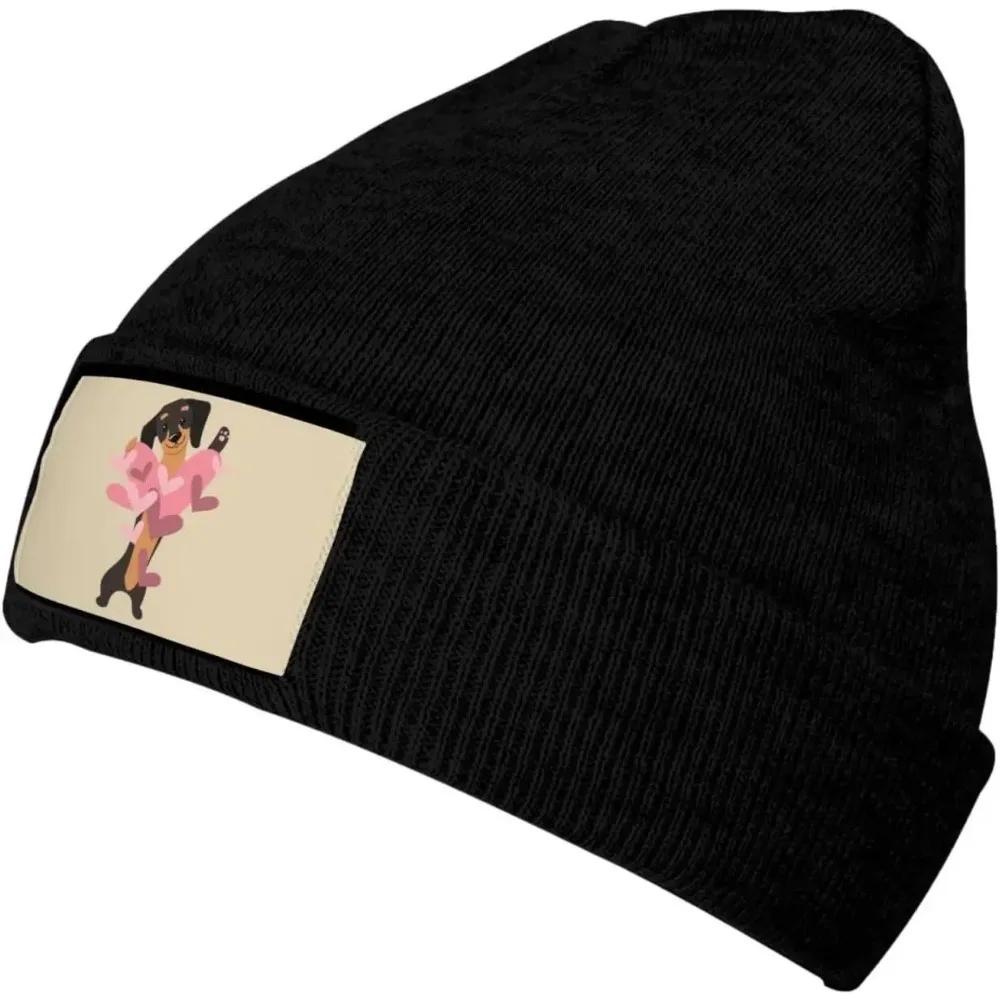 New Lovely Dachshund For You Love Funny Knit Hats For Unisex And Women Winter Soft Cozy Warm Stretch Thick Trendy Beanies Hat