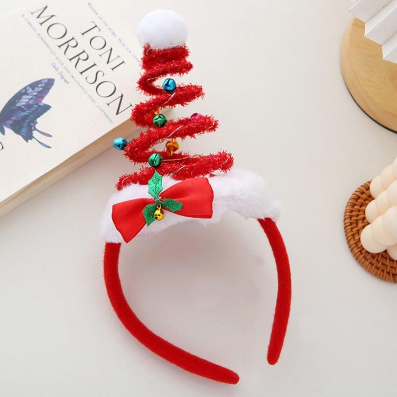 Fluffy Christmas Tree Spring Headband for Women Cartoon Christmas Headwear