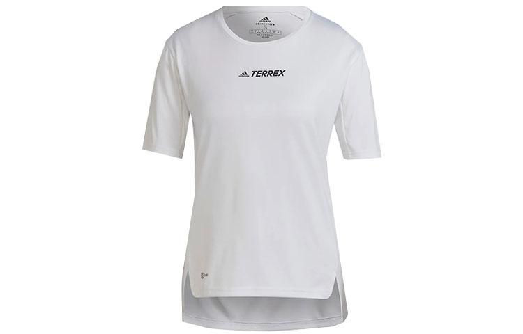 Adidas Terrex T Shirts Women s White Crew Neck Moderate Straight Fit H53387 L