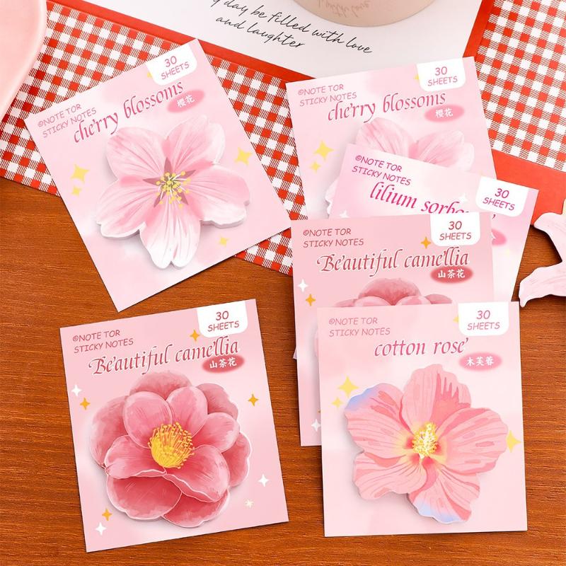 Cute Special Shaped Gift Flowers Sticky Notes Students Can Cartoon High Value Message Cherry Blossom N Times Kawai Stationery
