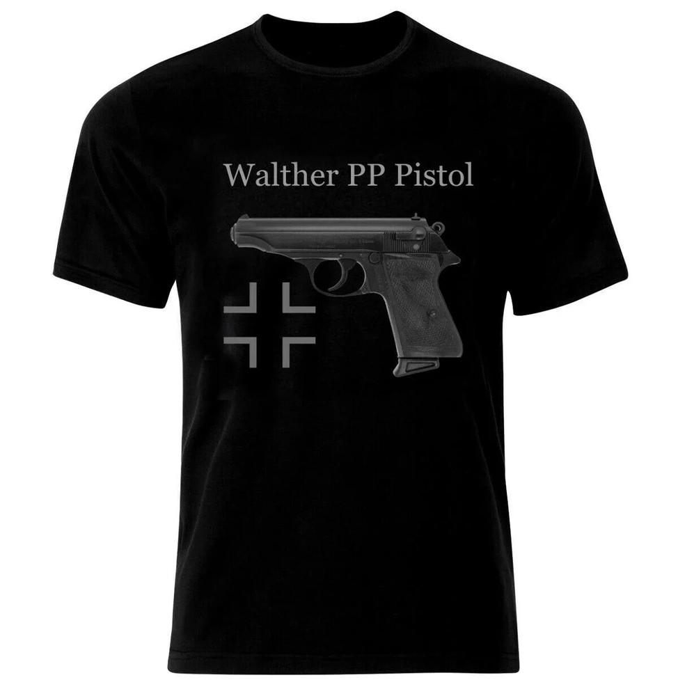 Немецкий пистолет Walther PP. Футболка с изображением военного пистолета Вермахта 100% Хлопок Круглый вырез Унисекс S