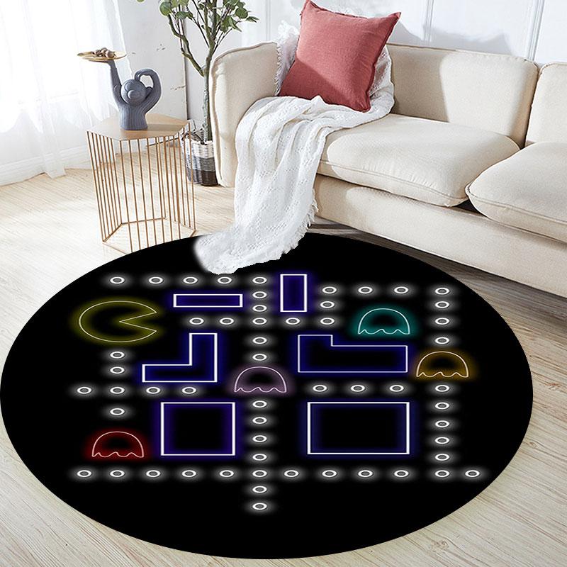GAME Pac‑Man Pattern Round rug,Carpet Rug for Living Room Bedroom Playroom ,Non-slip Floor Mat,Holiday Gifts and Birthday Gifts.