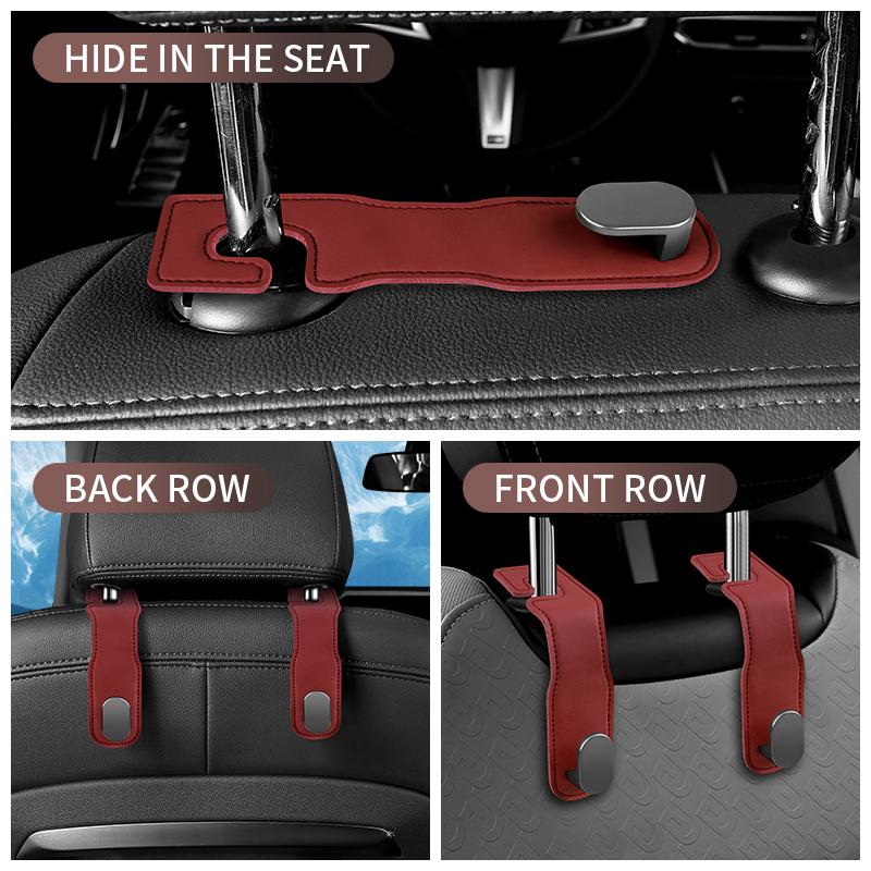 Car Leather Hook Seat Back Car Interior Decoration Supplies Multi-Functional Storage Folding Hang Hidden Hook