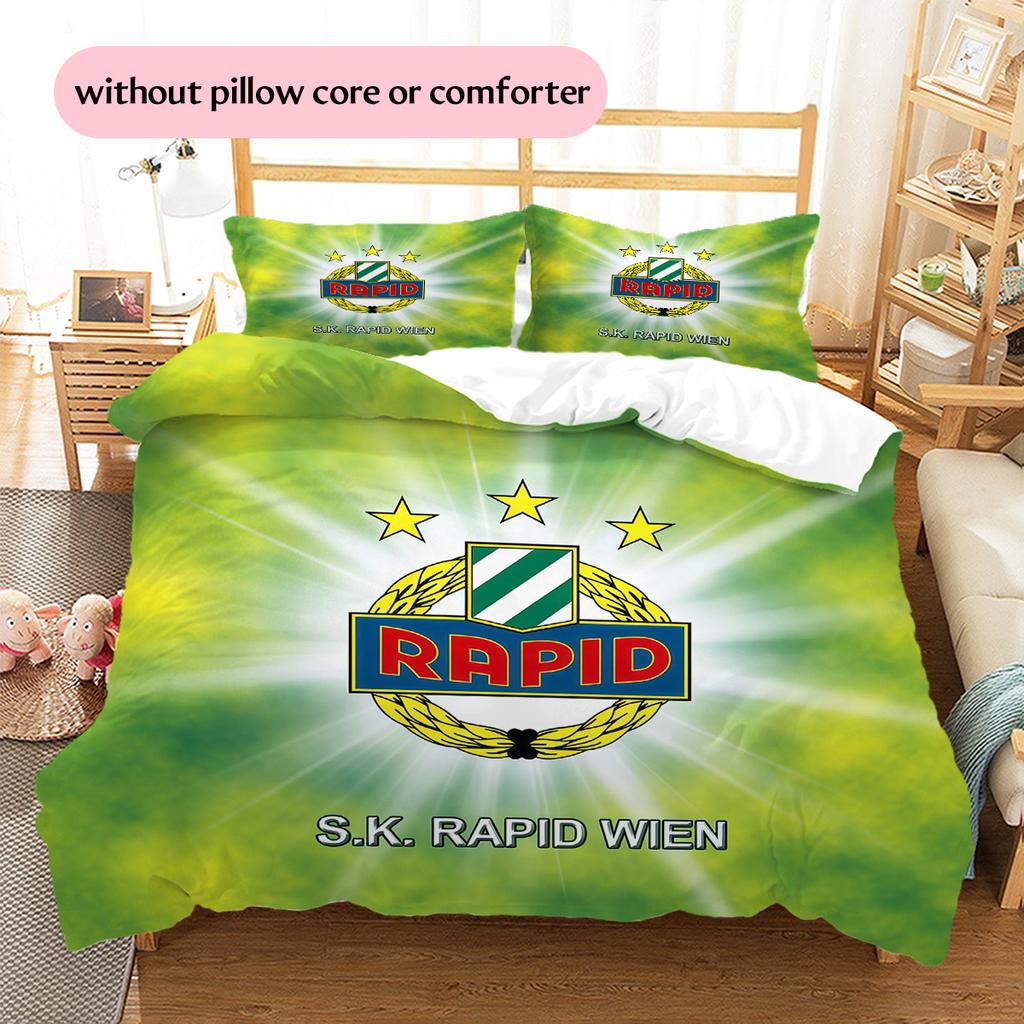 SK Rapid Wien Pattern Bedding Quilt Set Home Decoration Gift (1 * Duvet Cover + 2 * Pillowcase Without Core)