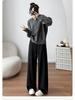 Aixuan White Wool Acetate Wide-Leg Pants: 2025 Autumn/Winter Women's Casual Draped Trousers