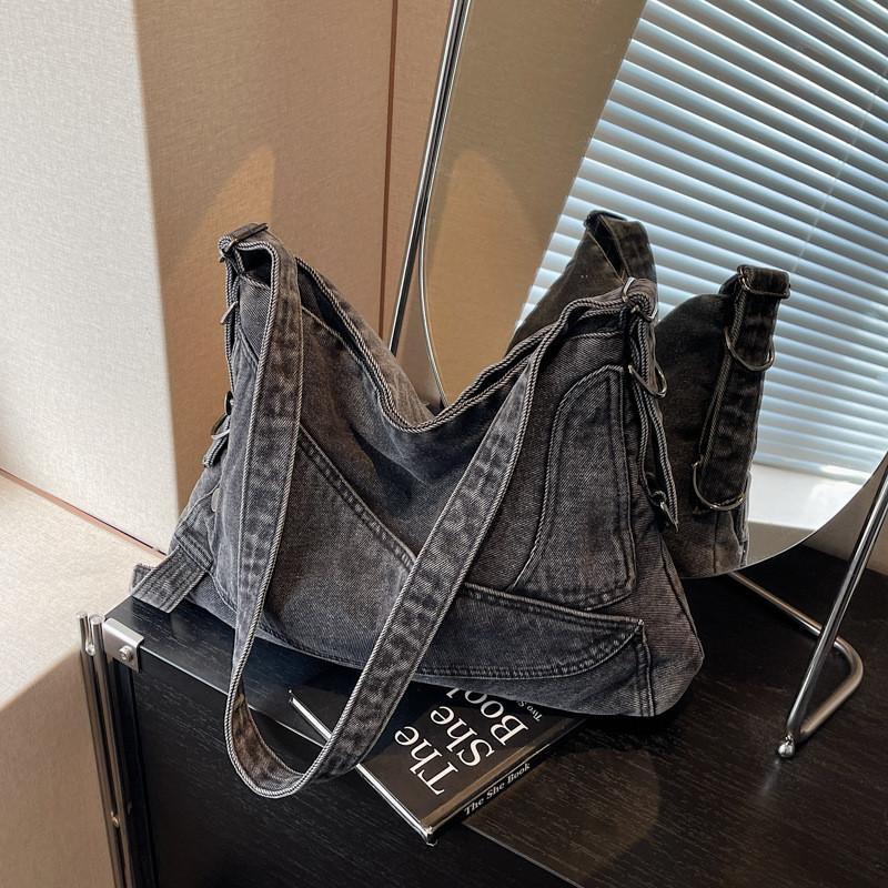 IELGY Ladies Tote Bag Retro Denim Large Capacity Casual Shoulder Messenger Bag Commuter