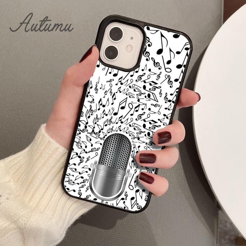 Cool Music Microphone Phone Case for iPhone 11 12 13 14 Pro Max Mini X XR XS SE 2020 6 7 8 Plus Samsung Galaxy S21 S22 Shell