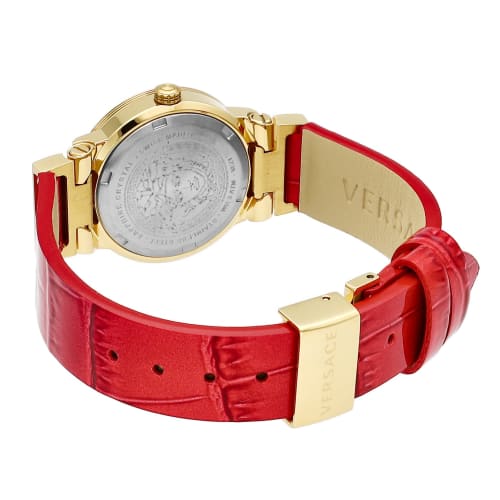 Versace Greca Logo Watch, Red Dial, Stainless Steel, Sapphire Crystal, Quartz Movement, 27mm, VEZ100621, Women's