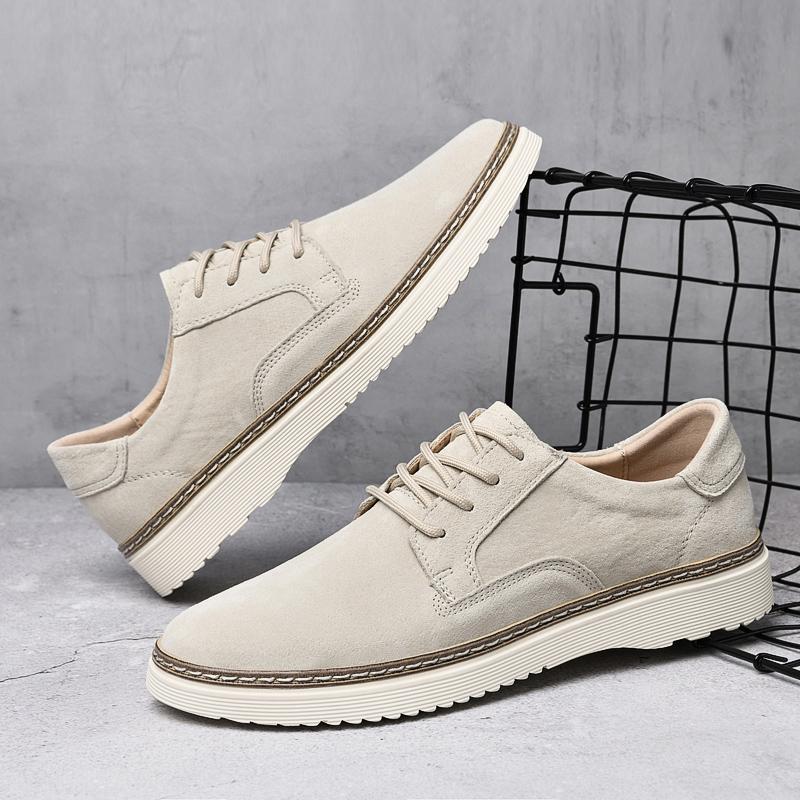 Buty Męskie Zamsz Skóra Naturalna Casualowe Sneakersy Anglia Nowa Moda Biznesowe Luksusowe Elastyczne Antypoślizgowe Wygodne Buty Taty Męskie