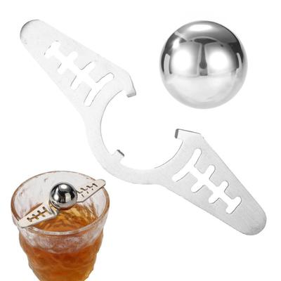 Kit de Bola Enfriadora de Espresso Enfriador de Café Espresso con Esfera de Hielo Reutilizable Bola Enfriadora de Acero Inoxidable con Soporte para Accesorios de Cócteles Bourbon