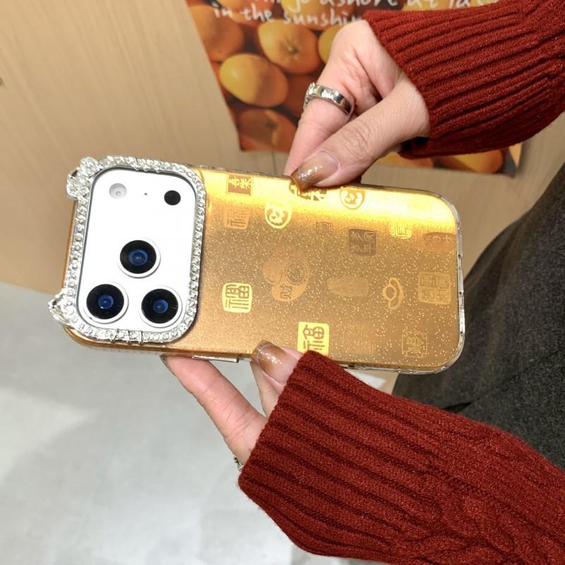 

Suitable IPhone 17PM Color Yuanbaofu Phone Case Apple 16promax New Fashionable 15PM Protective iPhone 15 Pro Max золотой
