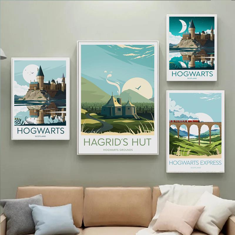 Film Hogwart Castelul Postere și imprimeuri Castelul Lac Soare Pânză Pictură Abstracte Poze pentru camera copiilor Decorare acasă Artă de perete