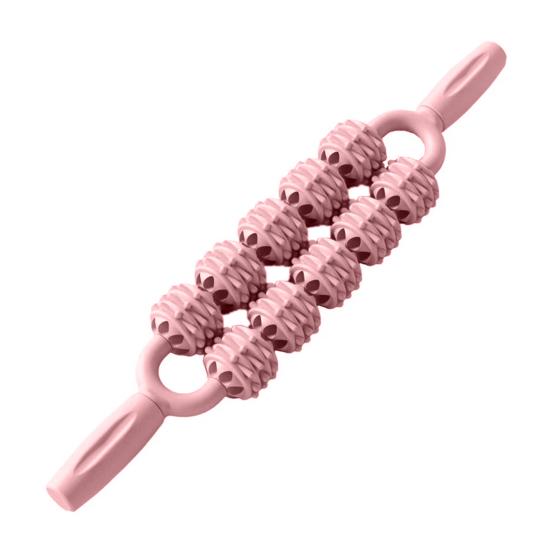 Double Row Massage Stick with Roller Muscle Sore Pain Relief Deep Tissue Relaxation Physical Therapy Leg Arm Belly Back Full Body Roller Massager