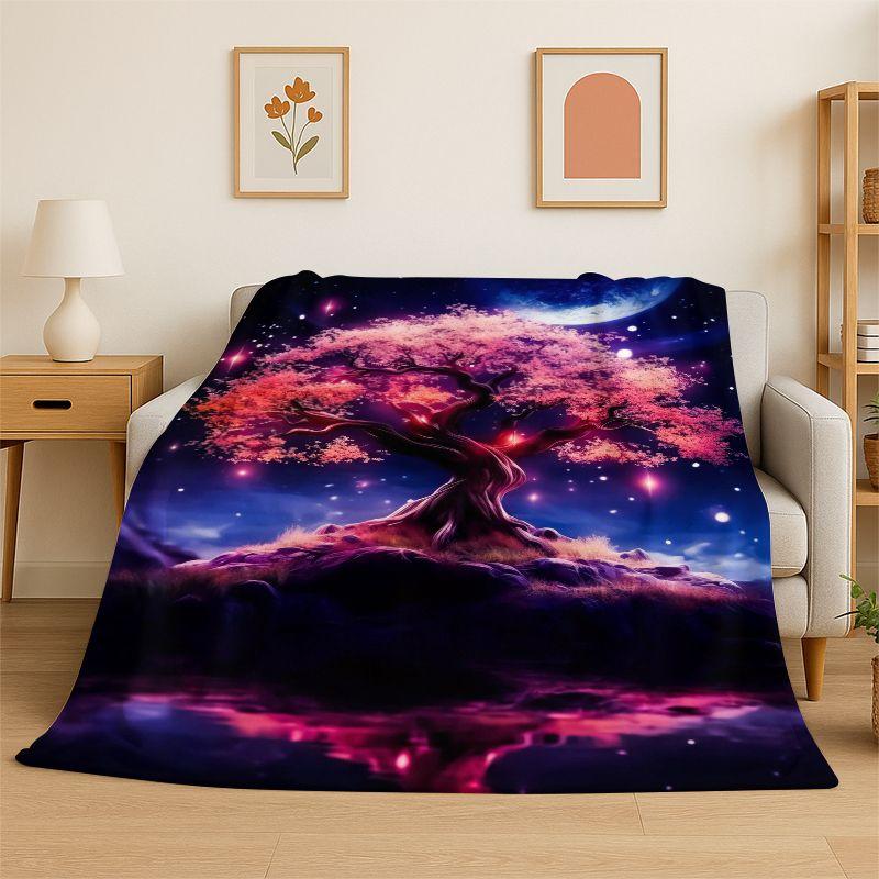 Fantasy Tree of Life Norse Viking Yggdrasil Flannel Blanket Soft Throw Blanket for Bedroom Living Room Bed Picnic Nap Cover Gift